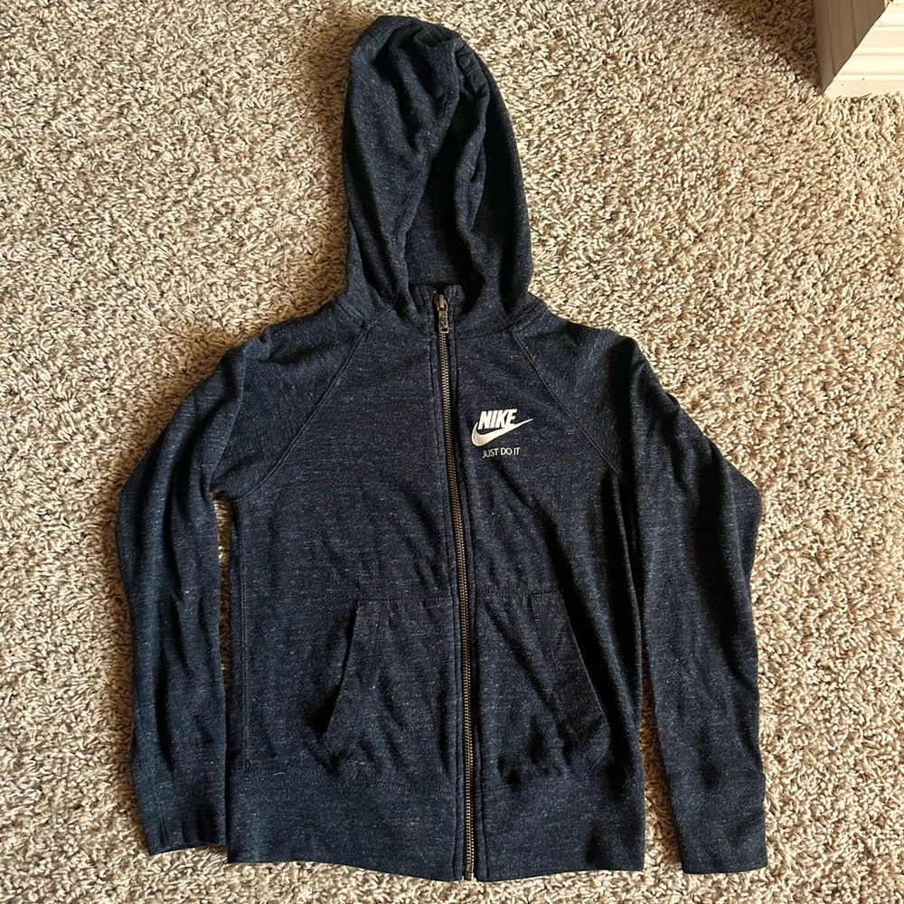 Nike Girls Zip-Up Charcoal Gray Hoodie